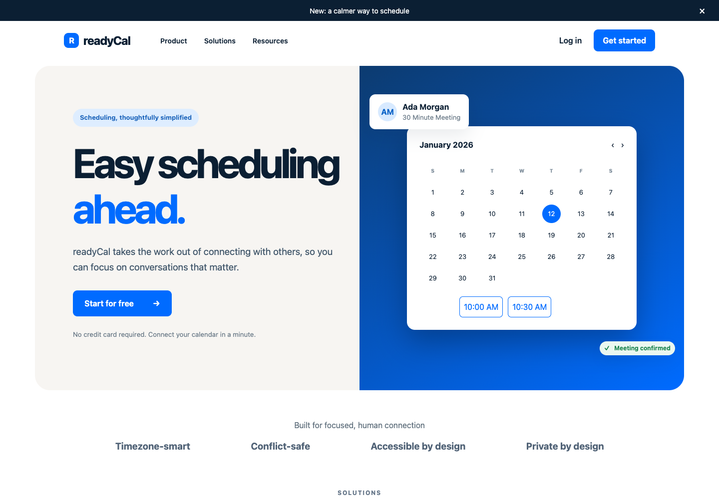 readyCal scheduling product showing an appointment calendar